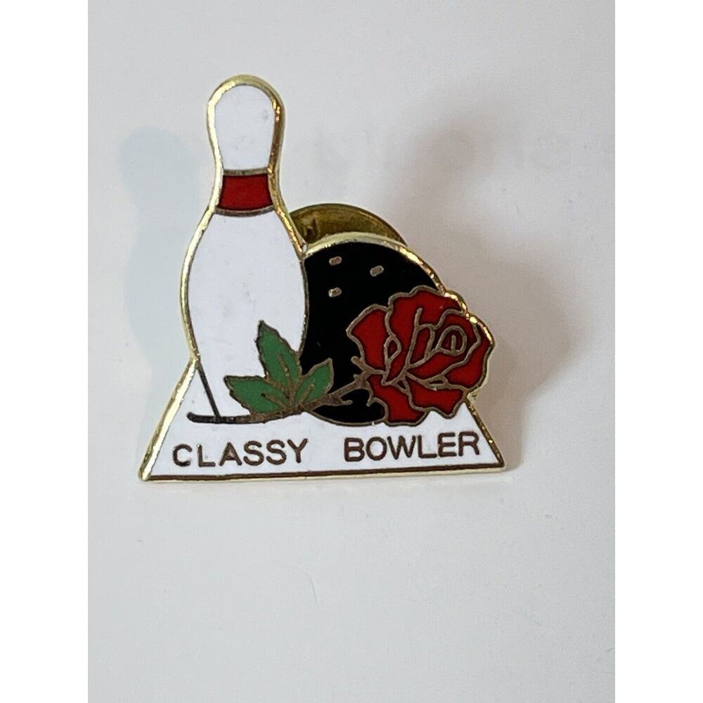 Vintage Classy Bowler Womens Bowling Lapel Pin 1” Inch
